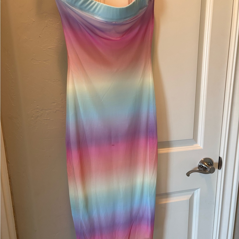 Lovely Day Rainbow Colored Strapless Dress